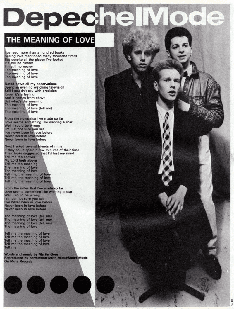 depeche mode songs about lost love
